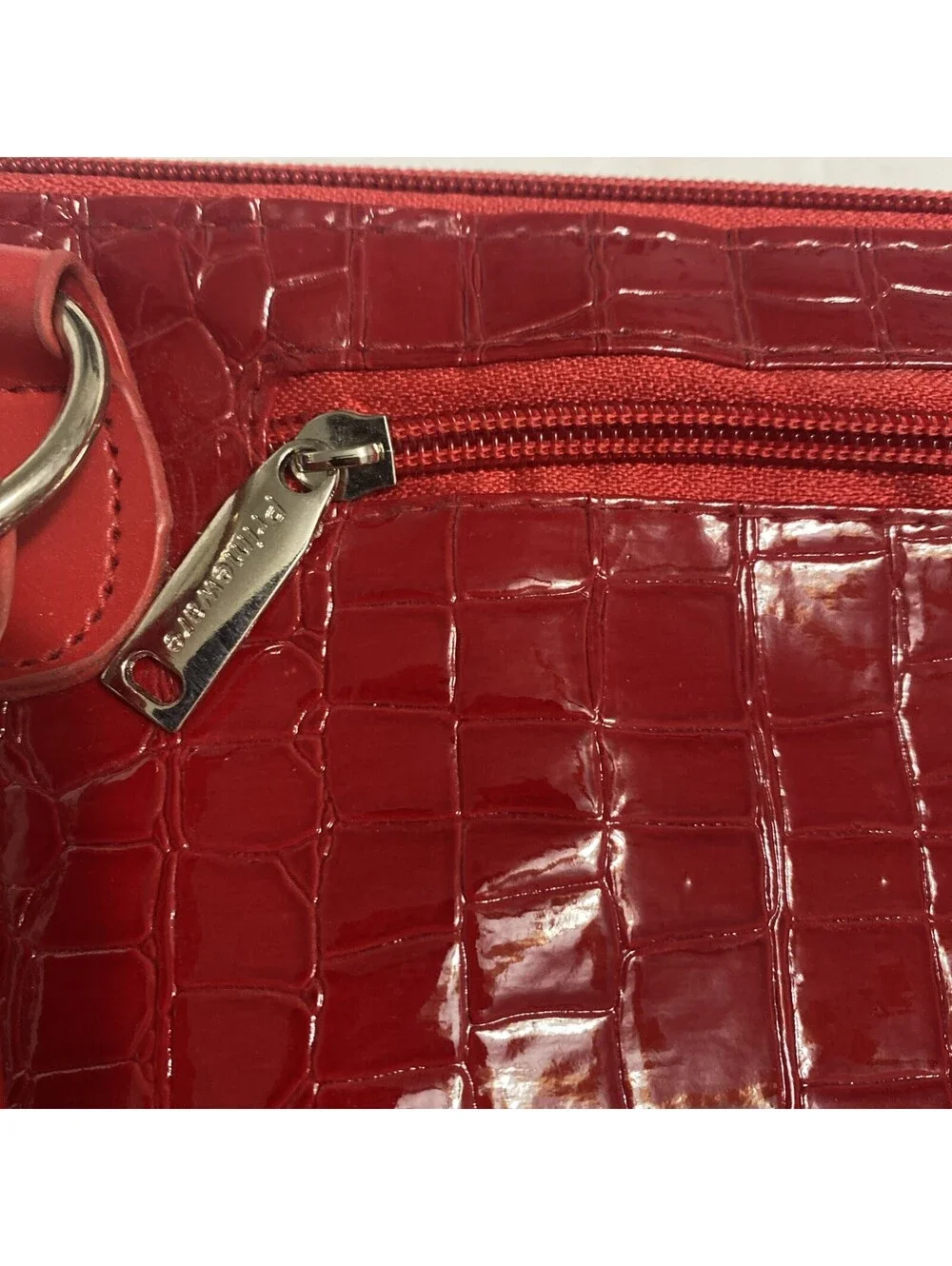 Primeware Insulated Bag Cooler Purse Red Wine Tote Red Alligator Print Silver In